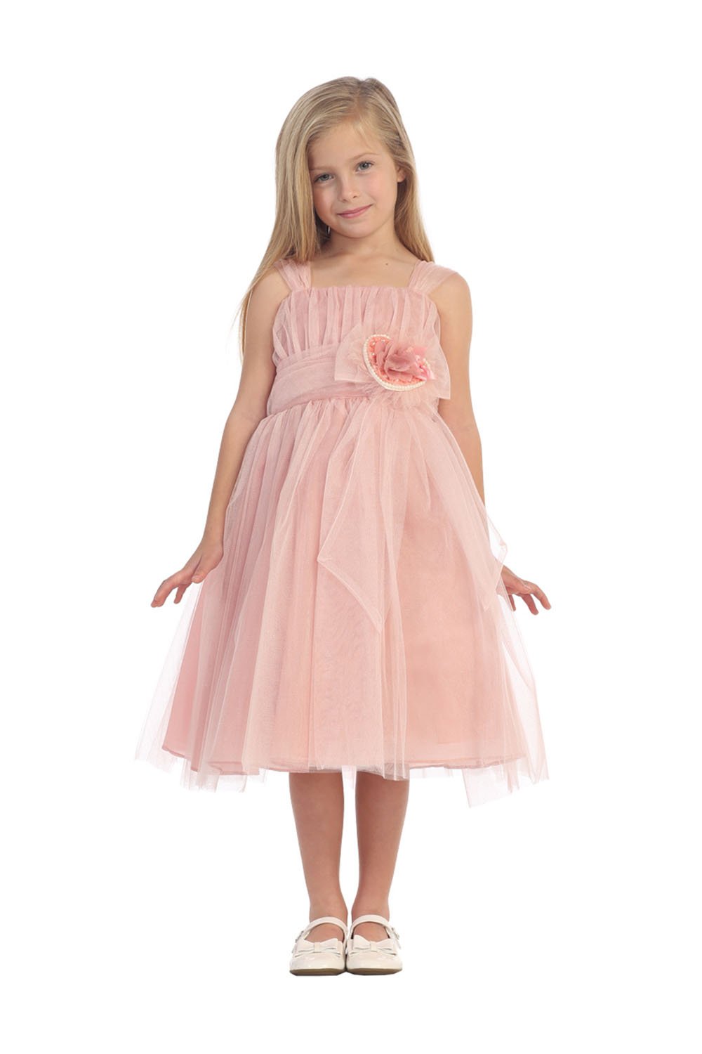 Mauve Elegant Tulle Dress with Floral Accent Flower Girl Dress Mauve Elegant Tulle Dress with Floral Accent Flower Girl Dress
